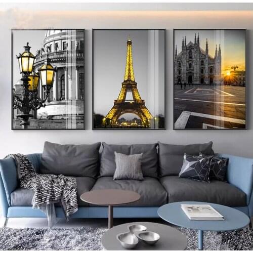 Full square/round diamond Embroidery Nordic Black and White Landmark Street View 3pcs diamond painting mosaic picture wall decor