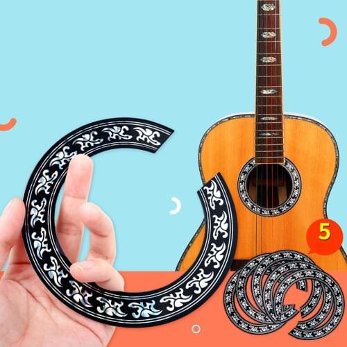 5 PCS Vintage Sound Hole Decal Self-Adhesive Inlay Sticker for 39 inch Classic Guitar Accessory Decoration