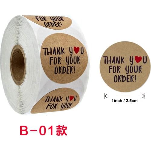 500 pcs round thank you for your order sticker golden stickers rolls Heart Thanks for Shopping Small Shop Local Handmade sticker
