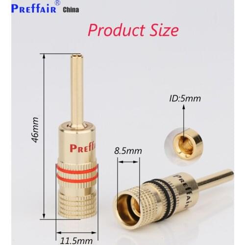 8Pcs Preffair BA1469 4mm Closed Screw 24K Gold Plated Banana Speaker Plug Connectors for Speaker Wire, Wall Plate