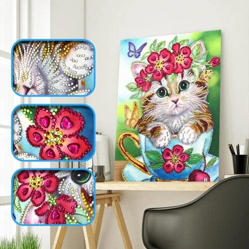 High Quality Lovely Cat Diamond Paintings Special Shaped Drills 5D Animals Diamond Embroidery Sale Home Decors Mosaic Painting
