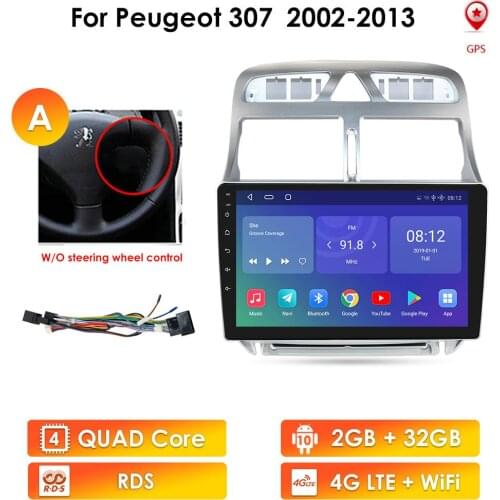 Android 10 2G 32G Car AutoRadio Player for Peugeot 307 307CC 307SW 2002-2013 SWC Stereo Radio Video GPS Navigation Multimedia