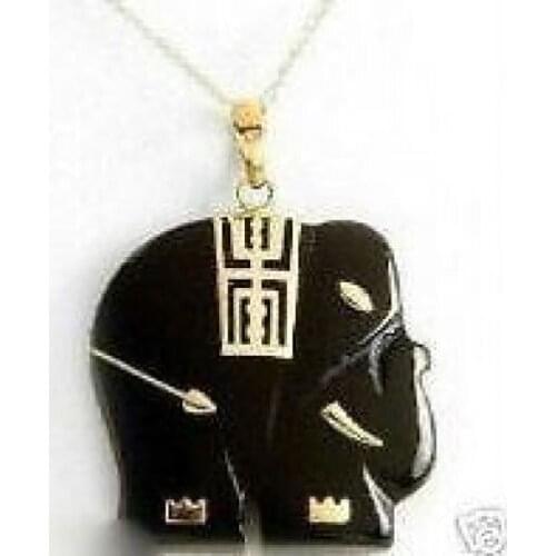 Free shipping >>>>>>Elegant Black stone Elephant Necklace Pendent