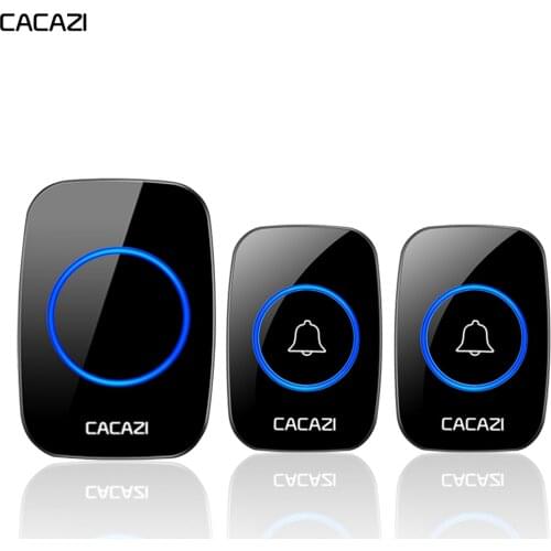 CACAZI Wireless Doorbell Waterproof Battery buttons US EU UK plug Receiver 300M Remote Led light Home Cordless Bell 60 Chimes
