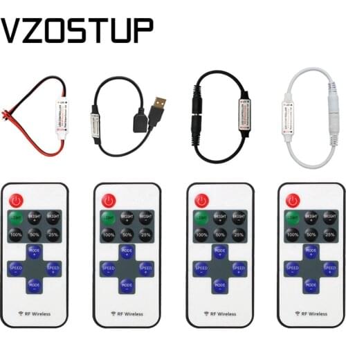 Wireless Single Color LED Light Strip RF Remote Controller LED Dimmer for DC5-24V 6A 3528 5050 Tape Lights Controller 11 Keys