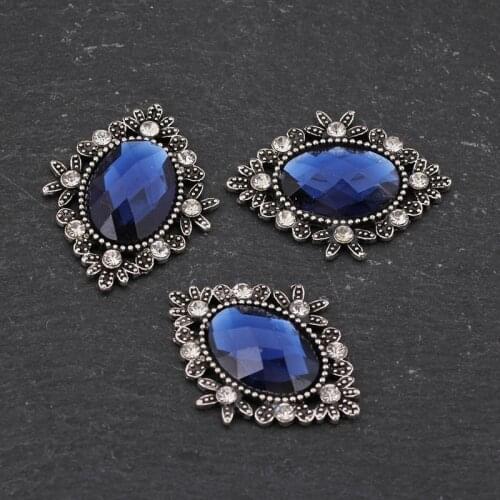 Blue glass Rhinestone motif crystal children female clothing accessories wedding dress Brooch bow Shoes Clip Buckle decoration
