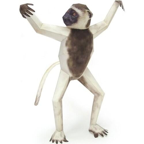Verreauxs Sifaka Monkey Paper Model Realistic Animal Mini Cute Card 3D Papercraft DIY Kids Adult Handmade Craft Toys WE-055