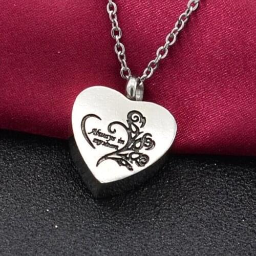 Always in my heart rose flower urn Necklace family hair commemorative Pendant