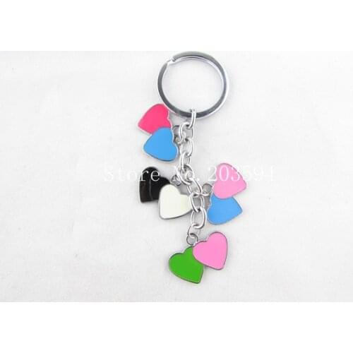 GGG8989 ( 1Pcs Enamel Colorful Double heart Cartoon Keychain Male Womens Car couple Key Chain Key Ring For Christmas Gift