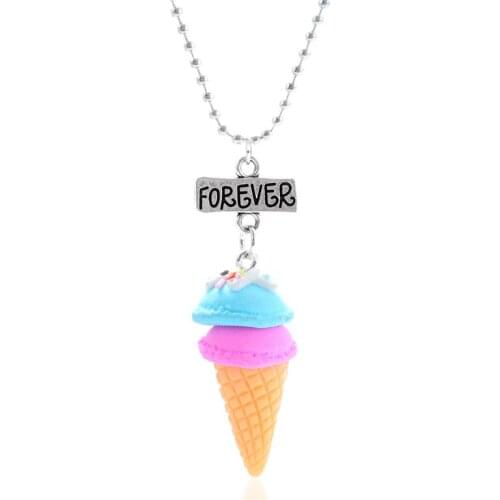 Kawaii soft ceramic necklace with ice cream pendent toy gift for Forever Best friend