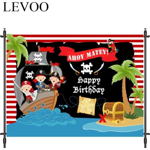 LEVOO Photography Backdrop Pirate Treasure Red Birthday Stripe Backdrop Photocall Photobooth Studio Shoot Fabric