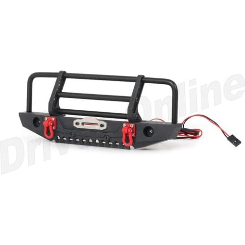 Metal Front Bumper with Light for 1/10 RC Crawler Car Traxxas TRX-4 TRX4 Axial SCX10 90046 RGT 86100