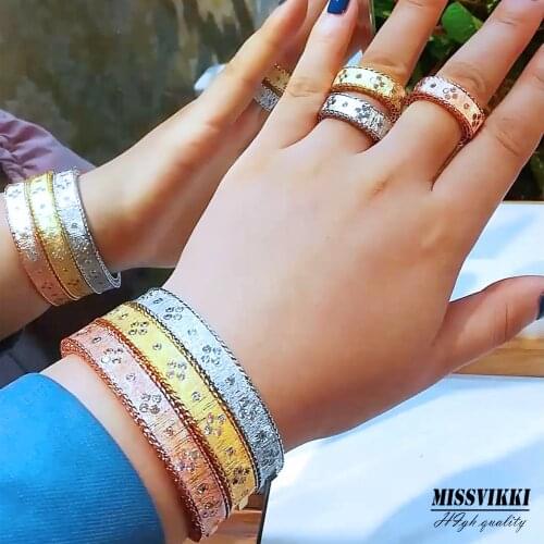 Missvikki Trendy Gorgeous Luxury Bangle Ring Jewelry Set for Women Girl Bridal Wedding Important Occasion Party Noble Symbol