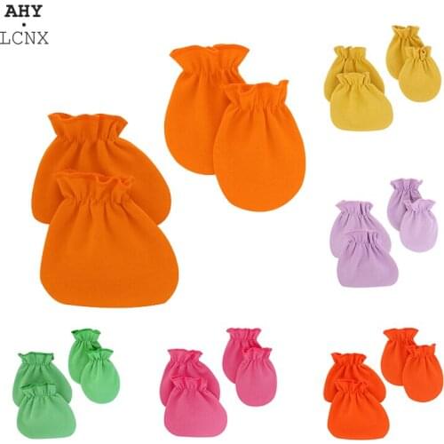Fashion Anti Scratching Baby Gloves For Newborn Protection Face Scratch Pure Cotton Solid Color Newborn Mittens Accessories