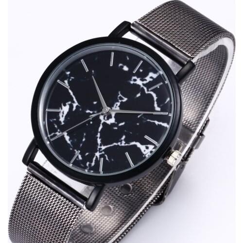 Fashion Casual Marble line Womens Quartz Wristwatch Steel Strap Dress Watch Womens Bracelet Watch Relogio Feminino Reloj Mujer