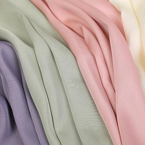 Soft Solid Pink Stretch Imitation Silk Satin Fabric For Dress Shirt, Black, White, Beige, Green, Blue, Wine Red, By The Meter