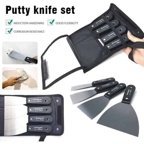 New 4pcs Putty Knife Scraper Blade Wall Shovel Carbon Steel Plastic Handle Construction Tool Plastering Knife