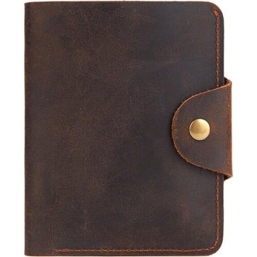 New Mens Wallet Crazy Horse Head Layer Cowhide Wallet Oil Wax Leather Wallet
