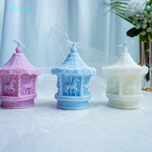 NEW Style 3D carousel shape candle mold silicone molds Shell Acrylic Mold Magic Ball Table Lamp Candle Making Mold
