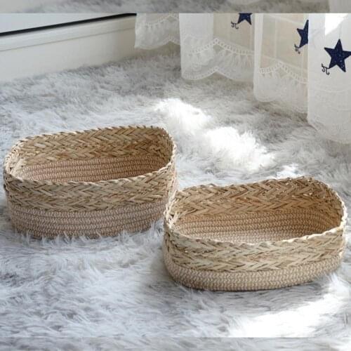 Woven Basket Home Bedroom Sundry Table Food Clothes Storage Container Holder