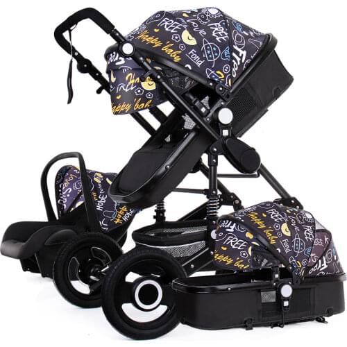 High Landscape Baby Stroller 3 in 1 With Car Seat and Stroller Luxury Infant Stroller Set Newborn Baby Car Seat Trolley 7 Gifts