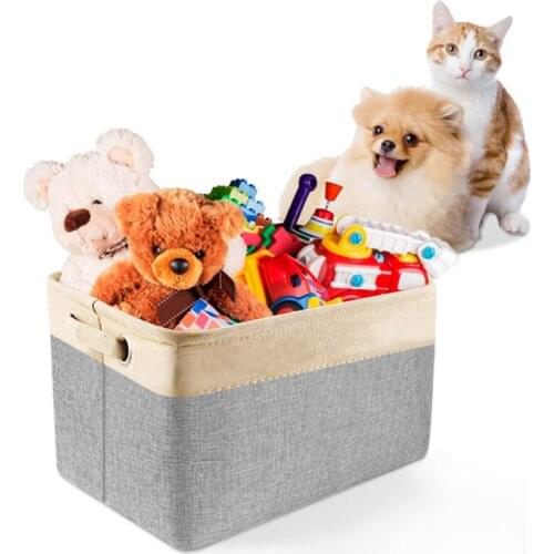24.6L Dog Toy Storage Basket Foldable Organizer Basket for Sort Out Dog Clothes Pet Accessories Leashes and Food Pet Supplies
