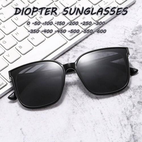 2021 Summer Square Polarized Sunglasses Leg Anti-glare Minus Lens Prescription Sunglasses Diopter 0 -0.5 -1 To -6.0 Men Women