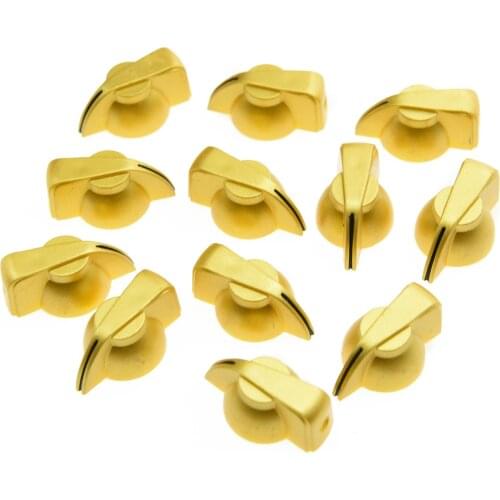 Pack of 12 Brass Insert Guitar Chicken Head Knob AMP Effect pointer Knob Gold
