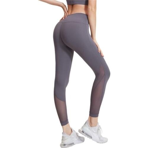 Vansydical Sexy Mesh Yoga Leggings Womens Seamless Sports Running Tights High Waisted Workout Gym Pants Femme Fitness Leggins