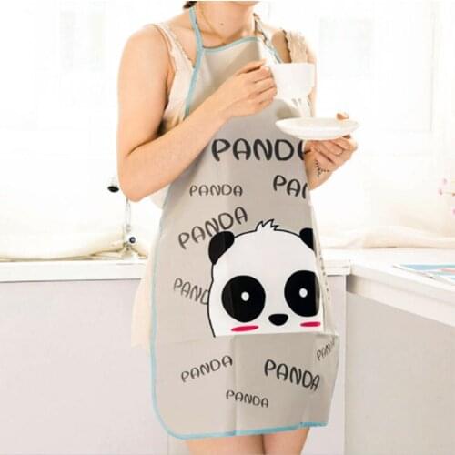 Waterproof Cartoon Apron Simple Sleeveless Anti-oil PVC Aprons Kitchen Cooking Waist Bib Creative Women Apron BBQ Supplies