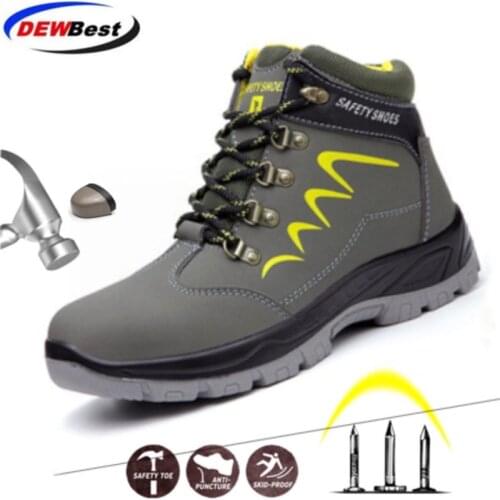 DEWBEST Top Quality Winter Work Safety Shoes Boots Steel Toe Casual Travel Men Shoes High Top Non-slip Men Sneaker Footwear
