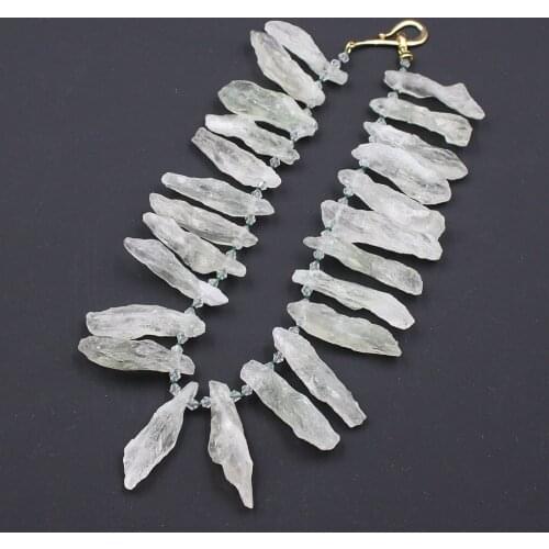 GuaiGuai Jewelry Natural Rutilated Quartz Green Prasiolite Double Terminated Point Real Stone Necklace Handmade For Women
