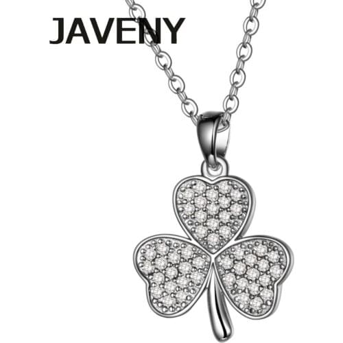 925 Sterling Silver Jewelry Green Cubic Zirconia Irish Shamrock Leaf Clover Womens Wedding Pendant Necklaces 6pcs Lots Wholesale