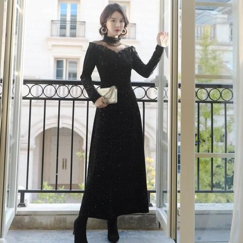 L-5XL Big Size High Quality Sexy Dresses Woman Party Night Mesh Patchwork Black Sequin Dress Ladies Long Sleeve Dress Summer