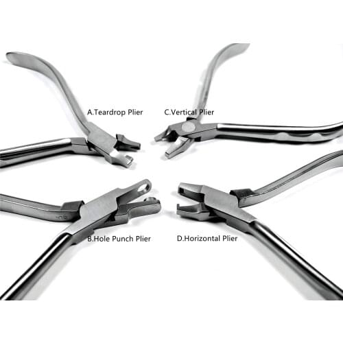 1Set/4pcs Dental Orthodontic Aligner Pliers Thermal Forming Invisable Brace Vertical /Horizontal Level/Tear Drop/Hole Punch