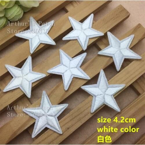 10 pcs white color Star Shaped Iron on Embroidery Patches free shipping