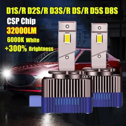 2PCS D1S D3S LED Light D2S D2R D8S D1R D3R D4S D4R D5S Canbus LED Car Headlamp 32000LM 6000K Conversion Kit Auto Headlight Bulbs
