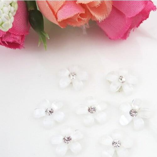 50Pcs/Lot 9mm Resin Flower Patch Wedding headdress shoes manual diy nail bead flower applique Phone drill decoration