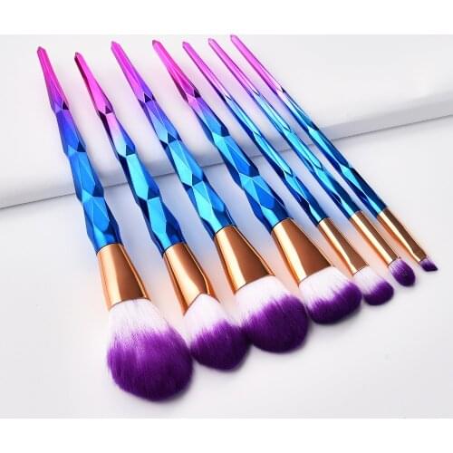 7Pcs Diamond Makeup Brushes Set Foundation Blending Powder Eyeshadow Contour Concealer Blush Cosmetic Beauty Make Up Tools