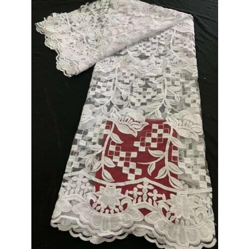 African White Lace Fabric Sequins Tulle Embroidery Craft Sewing Designer DIY Colthes Evening Wedding Dress 5 Yards Wholesale