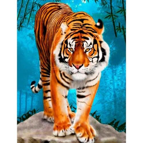 DIY 5D Diamond Painting Animal Rhinestone Pictures Mosaic Diamond Embroidery Tiger Full Square Round Drill Home Decor FH1202