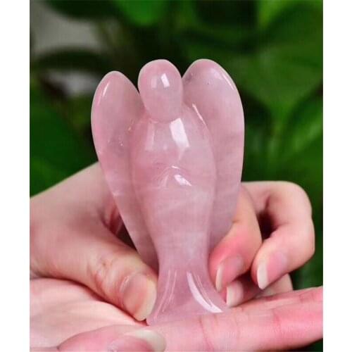 Angel Shape Rose Crystal Stone Healing Reiki Figurine Gift For Home Decoration Craft Gift