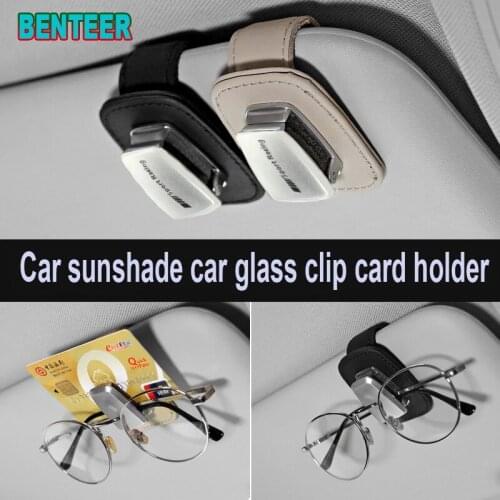 Genuine Leather car glass clip For Mercedes benz AMG G63 G500 A45 E200 260 300 w204 w211 W210 CLK CLA GLKGenuine Leather