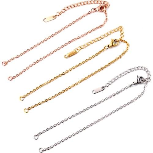 5pcs/lot Stainless Steel Width 2mm Adjustable Cuba Chain for Jewelry Making DIY Connector Charm Pendants Bracelets Anklet