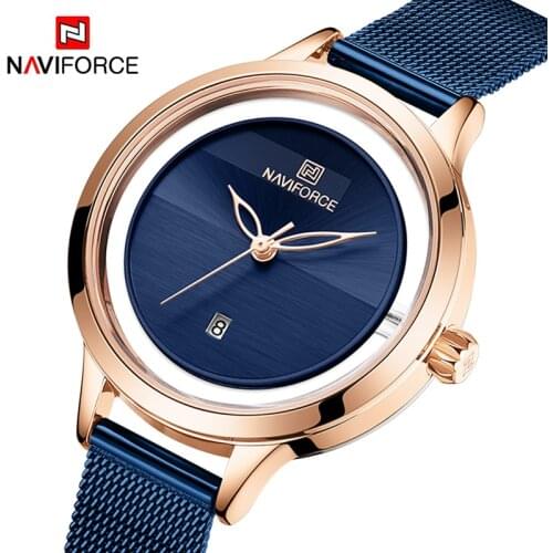 NAVIFORCE Womens Watches Ladies Business Casual Quartz Wristwatch Waterproof Stainless steel Luxury Clock Girls Relogio Feminino