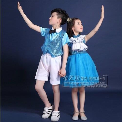 Children 's Performance Dresses Children' s Dance Sequins Princess Dresses Primary School Students Chorus Performance TB7067