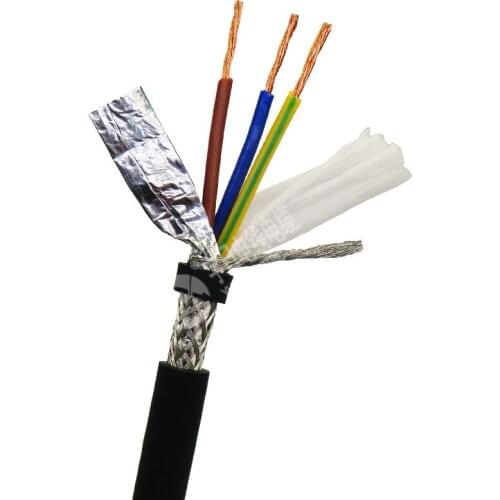 Shielded Towline Wire 3 core 0.3, 0.5, 0.75,1 mm² High Flexibility TRVVP Drag Chain Cable 5m (22,20,18,17 AWG)