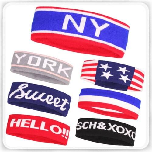 Elastic Headband Sports Yga Ribbon Wraps stripped and Nice letters Pattern for Men and Women High Elasticity