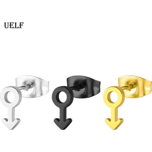 Uelf Hypo-allergenic Stainless Steel Stud Earrings High Polished Female Male Symbol Rainbow Earrings For Gay Pride Jewelry
