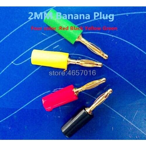 Good quality 10pcs/lot 2mm Banana Plug High Quality Cooper with Gold Plated Banana Head Black/Red/Yellow/Green Color